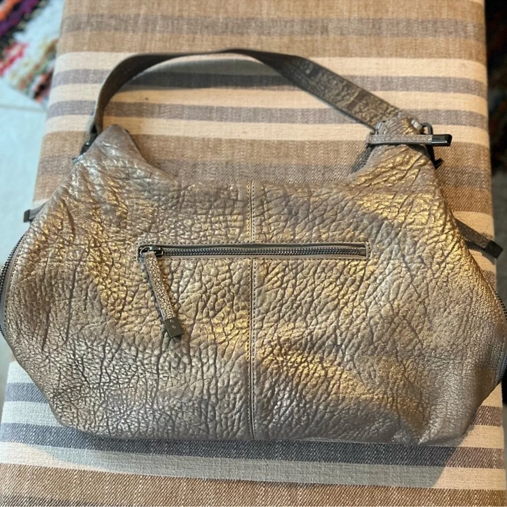 Vince Camuto Riley metallic brushed bubble lamb leather hobo purse shoulder bag